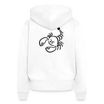 Skorpion - Frauen Premium Bio Zip Hoodie - Weiß - Hinten - AI Model Female 172 light (172cm)