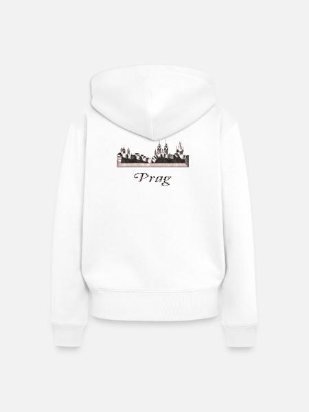 Prag - Frauen Premium Bio Zip Hoodie - Weiß