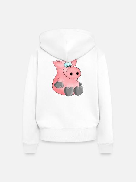 Herziges Ferkelchen - Frauen Premium Bio Zip Hoodie - Weiß