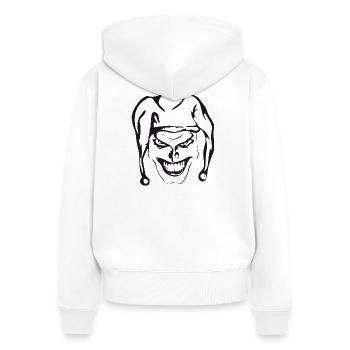 Evil joker Digitalprint template - Women's Premium Organic Zip Hoodie - white - Back - AI Model Female 172 light (172cm)