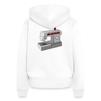 Illustration de machine à coudre sans couture - Sweat à capuche zippé Premium bio Femme - blanc - Dos - AI Model Female 172 light (172cm)