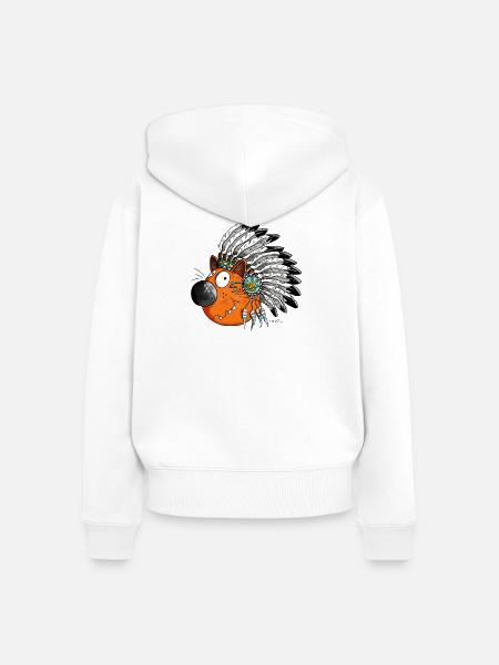Indianer Katze - Frauen Premium Bio Zip Hoodie - Weiß