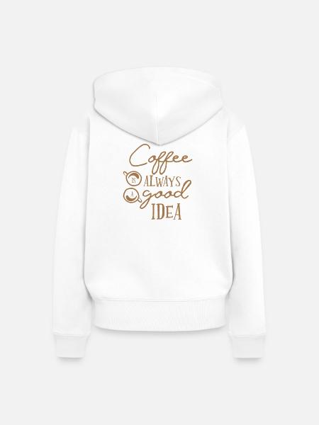 Kaffee - Frauen Premium Bio Zip Hoodie - Weiß