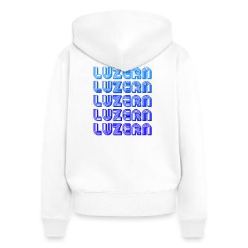 Luzern Gradient Schriftzug - Frauen Premium Bio Zip Hoodie - Weiß - Hinten - AI Model Female 172 light (172cm)
