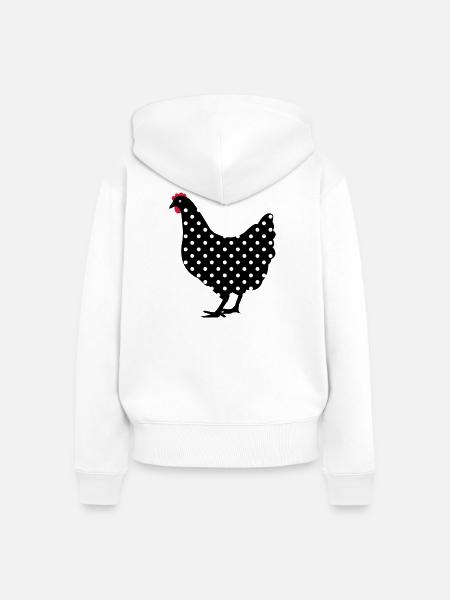 Huhn Henne gepunktet - Frauen Premium Bio Zip Hoodie - Weiß