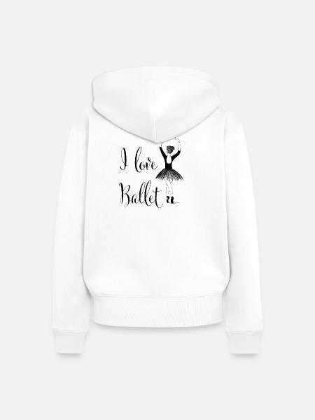 Ballerina "I love ballet" - Frauen Premium Bio Zip Hoodie - Weiß