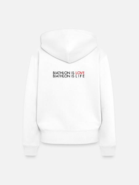 Biathlon ist Liebe - Frauen Premium Bio Zip Hoodie - Weiß