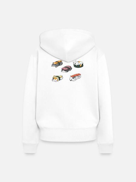 Sushi Katzen - Frauen Premium Bio Zip Hoodie - Weiß
