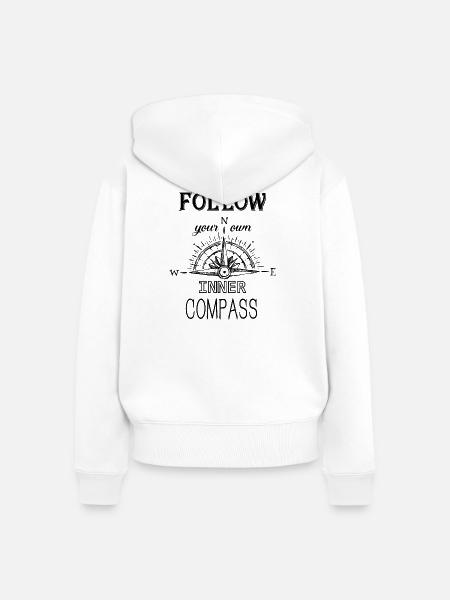 Follow Compass - Frauen Premium Bio Zip Hoodie - Weiß