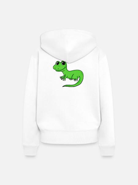 Eidechse - Frauen Premium Bio Zip Hoodie - Weiß
