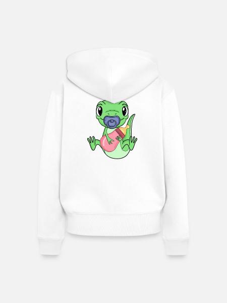 Baby Eidechse - Frauen Premium Bio Zip Hoodie - Weiß