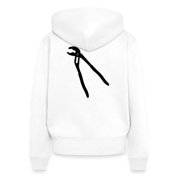Wasserpumpenzange offen - Frauen Premium Bio Zip Hoodie - Weiß - Hinten - AI Model Female 172 light (172cm)