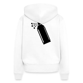 Bombe aérosol à grains grossiers - Sweat à capuche zippé Premium bio Femme - blanc - Dos - AI Model Female 172 light (172cm)