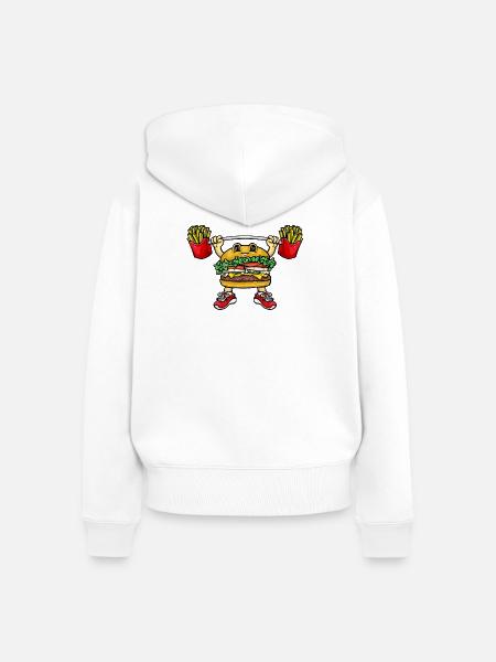 Hamburger Pommes - Frauen Premium Bio Zip Hoodie - Weiß