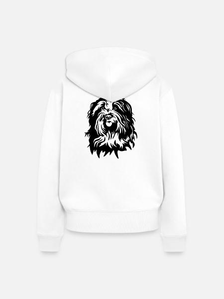 Schapendoes Kopf - Frauen Premium Bio Zip Hoodie - Weiß