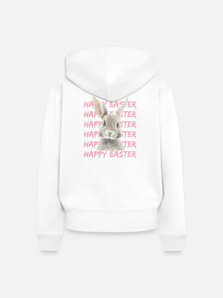 Pastellhase mit Easter-Muster - Frauen Premium Bio Zip Hoodie - Weiß