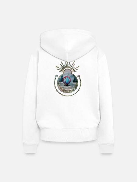 Im Kokon am Strand - Frauen Premium Bio Zip Hoodie - Weiß