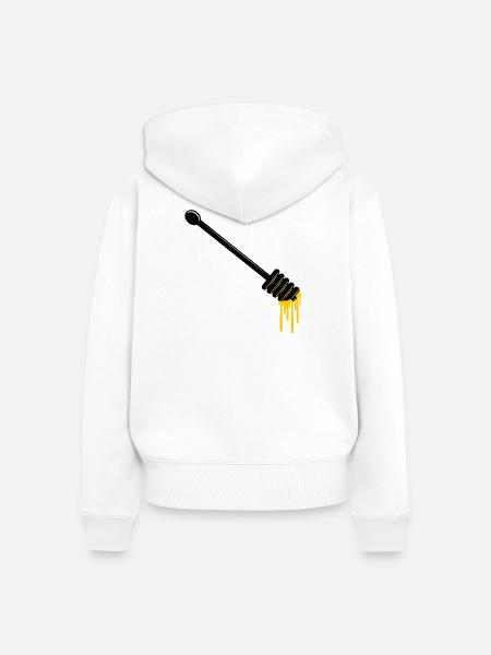 Honiglöffel mit Honig - Frauen Premium Bio Zip Hoodie - Weiß