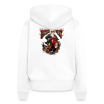 Cyclomoteur cyclomoteur - Sweat à capuche zippé Premium bio Femme - blanc - Dos - AI Model Female 172 light (172cm)