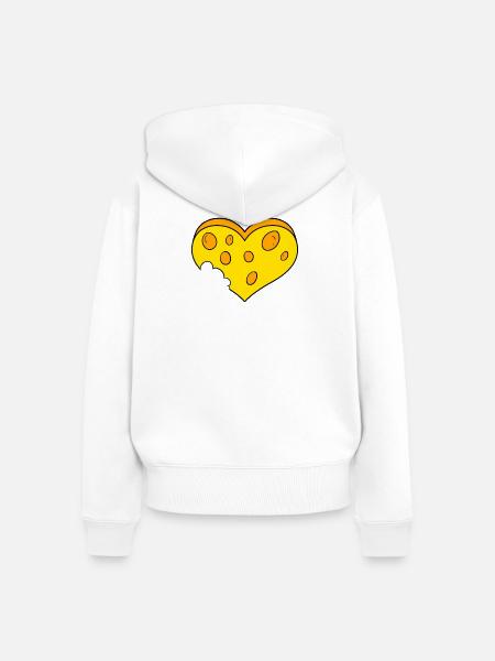 Käse Herz - Frauen Premium Bio Zip Hoodie - Weiß