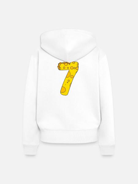 Zahl 7 Ziffer Käse - Frauen Premium Bio Zip Hoodie - Weiß