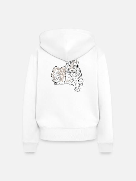 LIEGENDER TIGER - Frauen Premium Bio Zip Hoodie - Weiß