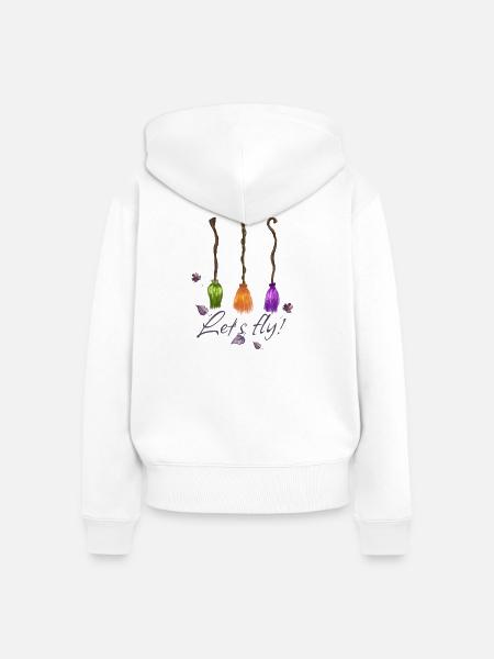 Hexenbesen Let's fly! - Frauen Premium Bio Zip Hoodie - Weiß