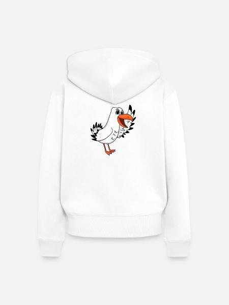 Möwe Begrüßung - Frauen Premium Bio Zip Hoodie - Weiß