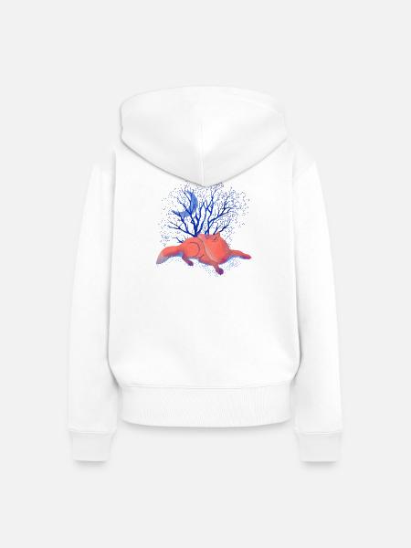 Mondträume unter Blauem Baum - Frauen Premium Bio Zip Hoodie - Weiß