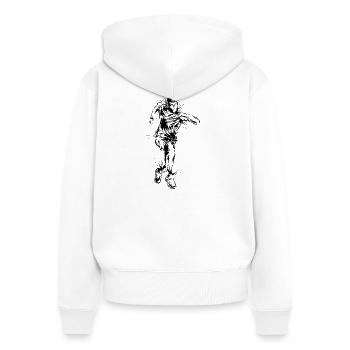 Marathon de course à pied - Sweat à capuche zippé Premium bio Femme - blanc - Dos - AI Model Female 172 light (172cm)