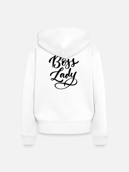Lady Bos-s - Frauen Premium Bio Zip Hoodie - Weiß