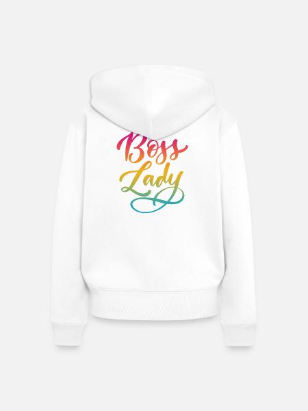 Lady Bos-s - Frauen Premium Bio Zip Hoodie - Weiß