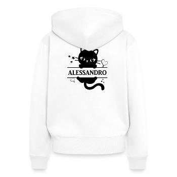 T-Shirt Alessandro T-Shirt Katze Geschenkidee Katze Katze - Frauen Premium Bio Zip Hoodie - Weiß - Hinten - AI Model Female 172 light (172cm)