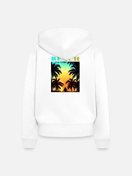 Palm Sunset Beach - Frauen Premium Bio Zip Hoodie - Weiß
