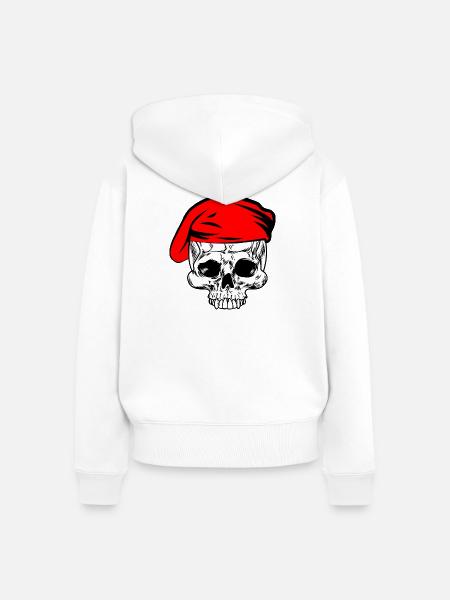 Skelettrotes Barett - Frauen Premium Bio Zip Hoodie - Weiß