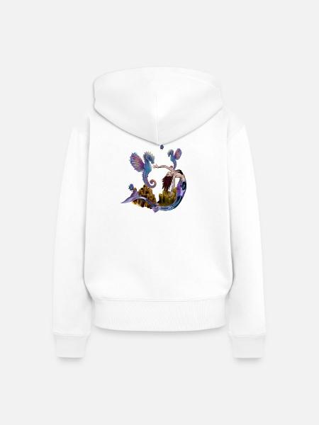 Wunderbare Meerjungfrau mit Seepferdchen - Frauen Premium Bio Zip Hoodie - Weiß