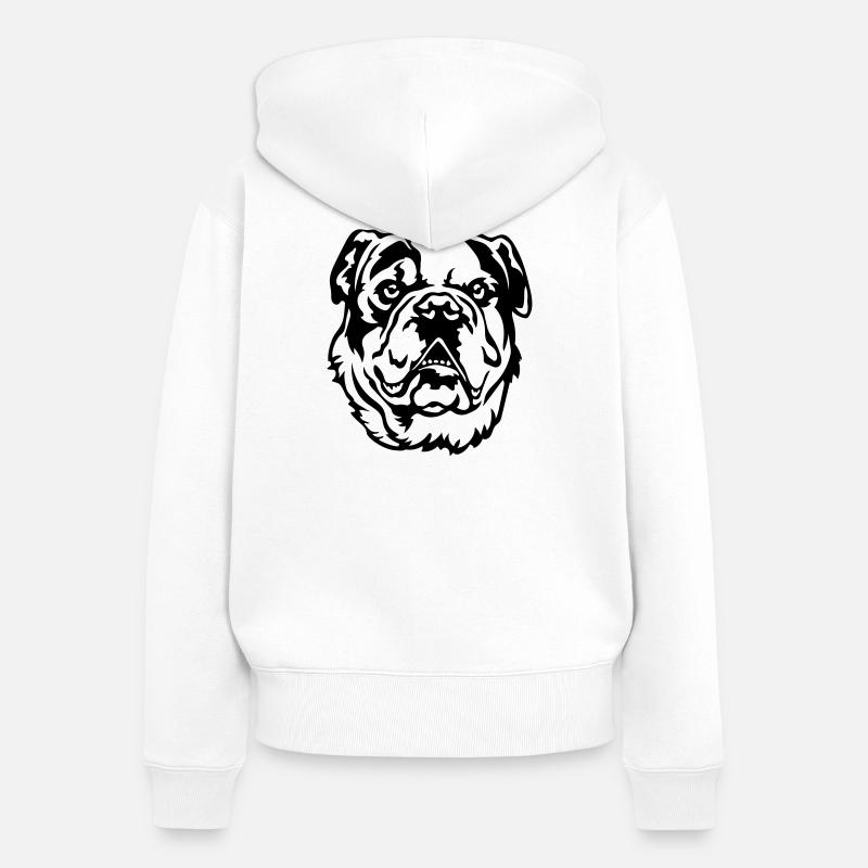 Tête de bouledogue continental - Sweat à capuche zippé Premium bio Femme - blanc