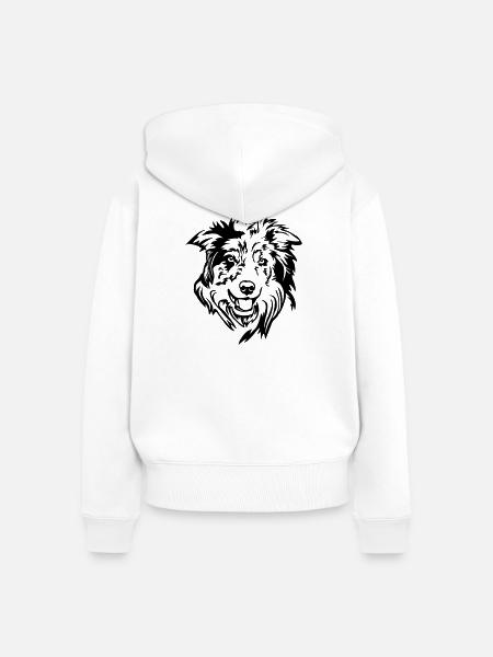 Border Collie Kopf - Frauen Premium Bio Zip Hoodie - Weiß