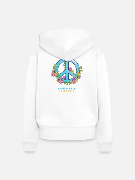 Lebe die tiefe Liebe - Frauen Premium Bio Zip Hoodie - Weiß