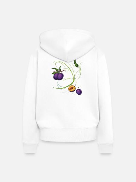 Pflaumen, Obst - Frauen Premium Bio Zip Hoodie - Weiß