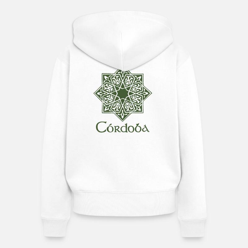 Cordoue 2 (vert) - Sweat à capuche zippé Premium bio Femme - blanc