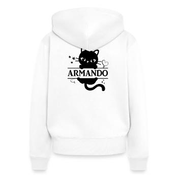 t-shirt Armando t-shirt cat gift idea cat - Women's Premium Organic Zip Hoodie - white - Back - AI Model Female 172 light (172cm)