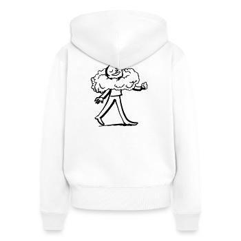 Heiter, beschwingt und verträumt durch´s Leben - Frauen Premium Bio Zip Hoodie - Weiß - Hinten - AI Model Female 172 light (172cm)