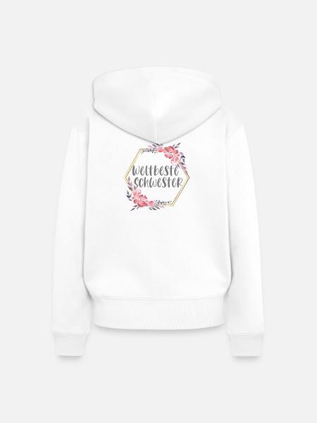 Weltbeste Schwester Schwesterherz Geschenk - Frauen Premium Bio Zip Hoodie - Weiß