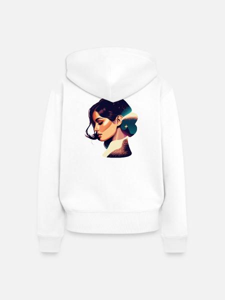 Kosmische Traumfrau Illustration - Frauen Premium Bio Zip Hoodie - Weiß