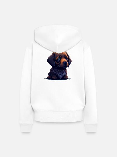 Dackel im Digital Style - Frauen Premium Bio Zip Hoodie - Weiß