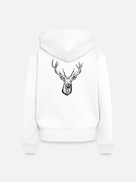 Rothirsch Portrait - Frauen Premium Bio Zip Hoodie - Weiß