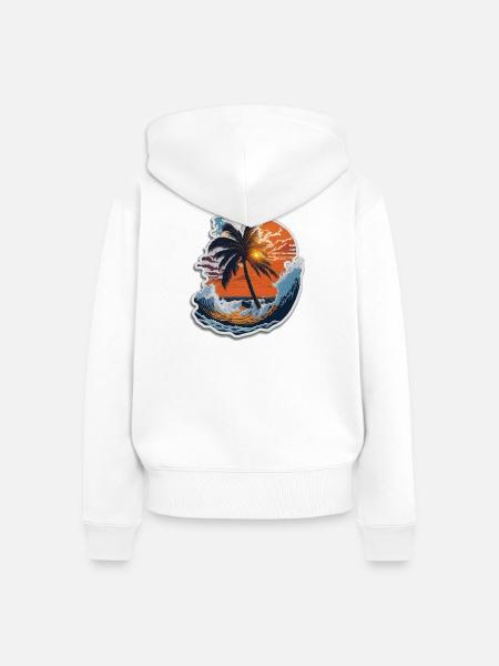 Sunset - Frauen Premium Bio Zip Hoodie - Weiß