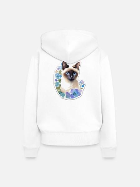 Siamkatze - Frauen Premium Bio Zip Hoodie - Weiß