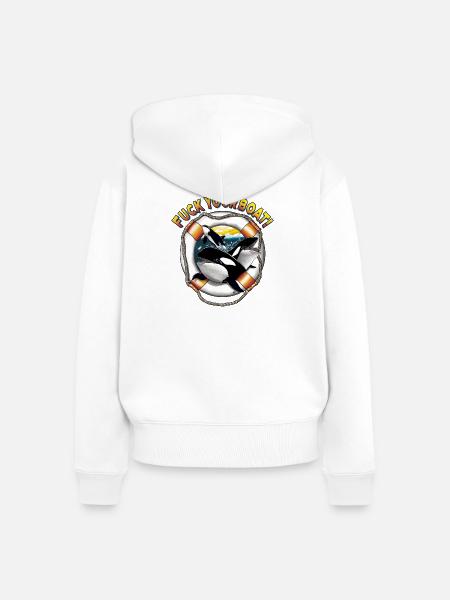 Orca im Rettungsring - Frauen Premium Bio Zip Hoodie - Weiß